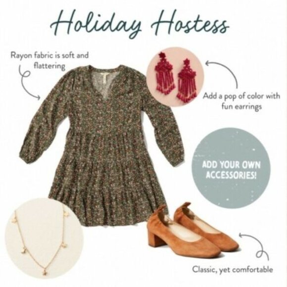 Matilda Jane‎ Small S Fabulously Floral Green Pink Tiered Mini Tunic Dress Boho - Picture 4 of 8